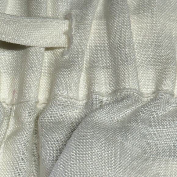 Vivid Women's Linen Pant Low Rise Slim Ankle White SZ XS Pull On Pre Shrunk - Picture 9 of 12